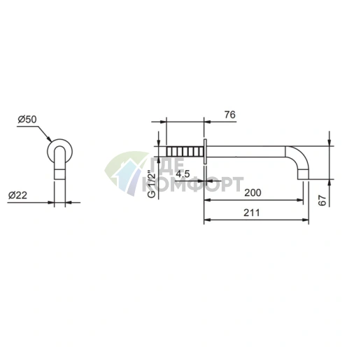 Смеситель Fantini Fontane Bianche настенный, цвет Matt Gun Metal PVD (47 P5 8443) - фото 2