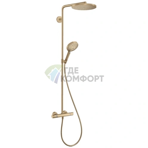 Душевая стойка с термостатом HG Raindance: верхний душ 240 мм и ручной душ с держателем в шлифованной бронзе (27633140) - фото 1