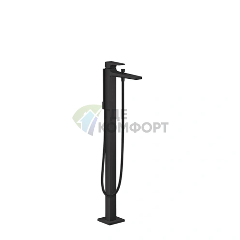 Смеситель для ванны Hansgrohe Metropol напольный черный матовый с ручным душем (32532670) - фото 1