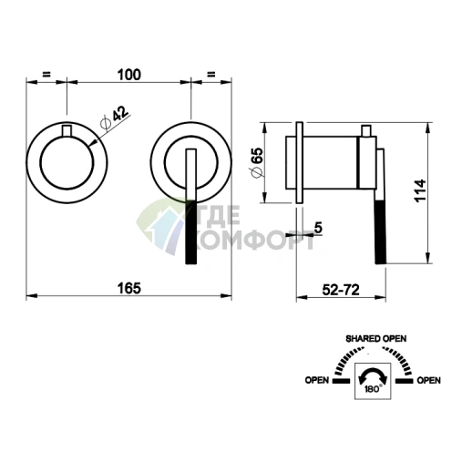 Встраиваемый однорычажный смеситель Gessi Ingranaggio на 2 выхода с переключателем, цвет Black XL (63580#299) - фото 2