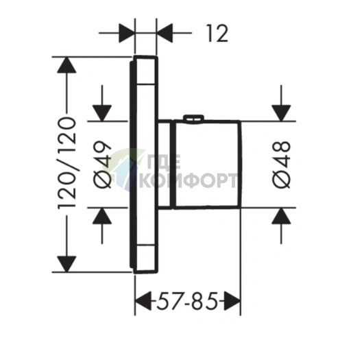 Встраиваемый термостат для душа AX Citterio E 12x12, шлифованный черный хром (36702340) - фото 2