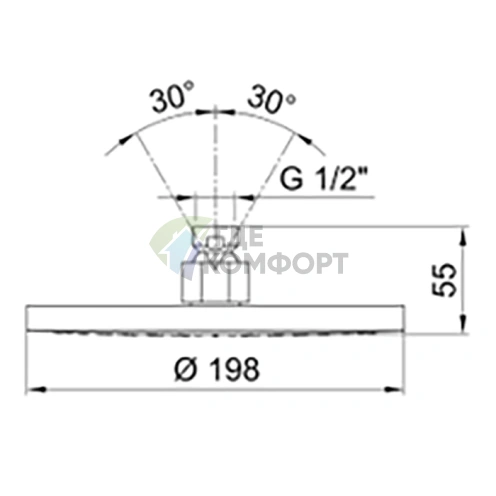 Верхний душ Fantini настенный 20 см, черный матовый (86 13 9230) - фото 2