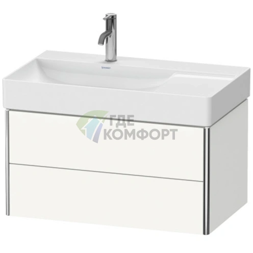 Подвесная тумба Duravit XSquare White High Gloss с 2 ящиками и левой раковиной, 397x784x460 мм (XS416802222) - фото 1
