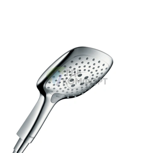 Ручной душ HG Raindance Select E 150 с технологиями RainAir, CaresseAir, Mix и EcoSmart в хромированном исполнении (26551000) - фото 1