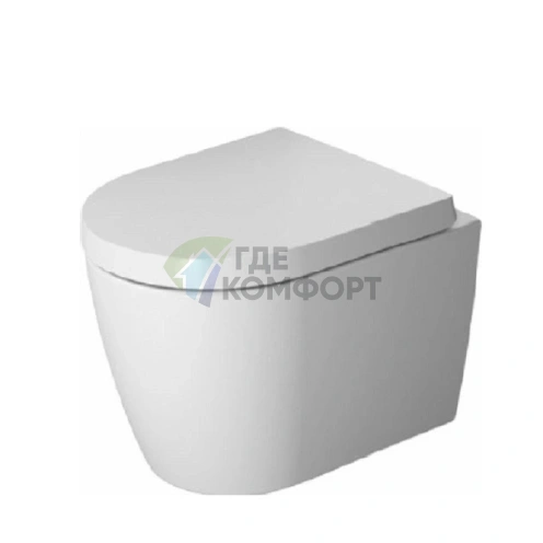 Унитаз подвесной Duravit ME by Starck Compact Rimless с сиденьем микролифт, белый (253009+002019)) - фото 1