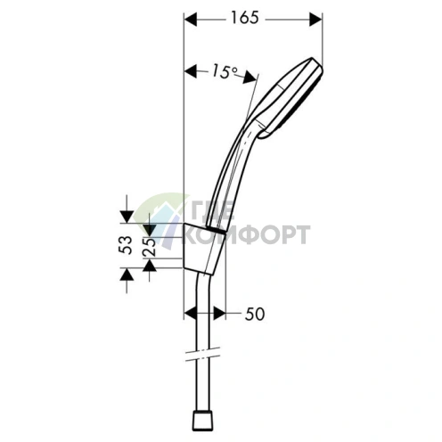 Душевой набор HG Croma Vario с ручным душем, держателем и шлангом 1,25 м (хром) (27592000) - фото 2