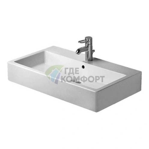 Раковина Duravit Vero Умывальник шлифованный с перел с 3 отв под смеситель включая крепление 700x470мм Цвет Черный - фото 1