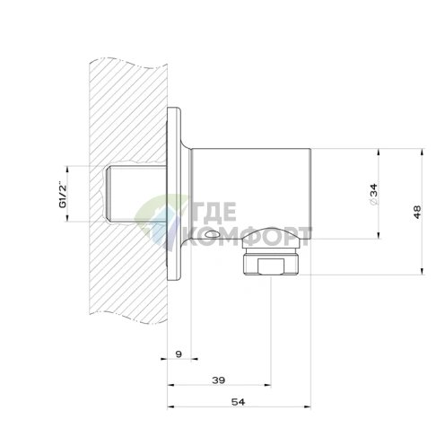 Смеситель Gessi Inciso с выводом воды 1/2, цвет Nero XL (58169#299) - фото 2