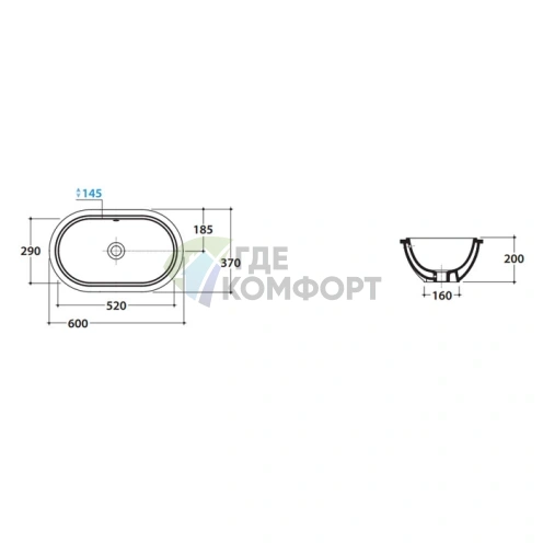 Встраиваемая раковина GLOBO Forty3 60x37x20 см, белая - фото 2