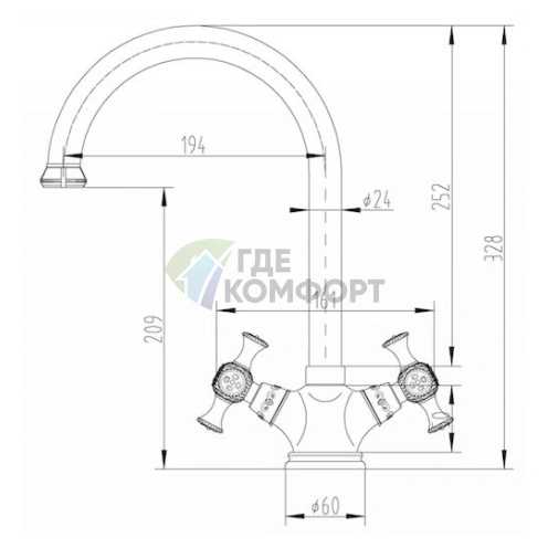 Смеситель для кухни Zorg Antic A 6004K-BR с покрытием хром и бронза - фото 2