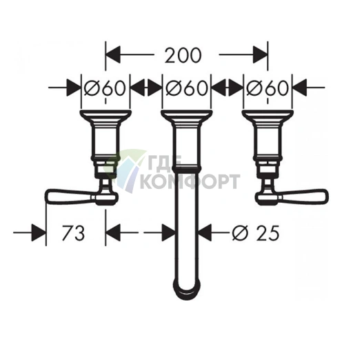 Настенный смеситель для раковины AX Montreux с выдвижным изливом, хром (16534000) - фото 2