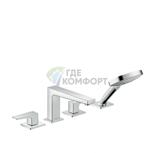 Смеситель для ванны Hansgrohe Metropol с ручным душем 3jet, излив 197 мм, хром (32552000) - фото 1