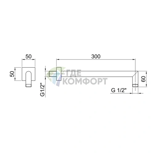 Кронштейн для душевой лейки Fantini Mint 30 см, матовая натуральная сталь (86 93 8038) - фото 2