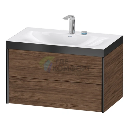 Подвесная тумба Duravit XViu с раковиной, 2 ящика, цвет Walnut Dark (XV4615EB221P) - фото 1