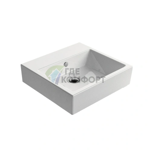 Накладная раковина GSI Kube 50x47 см без отверстия под смеситель, белая - фото 1