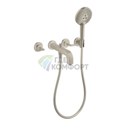 Стильный смеситель для ванны с душем AX Citteria в матовом никеле (39448820) - фото 1