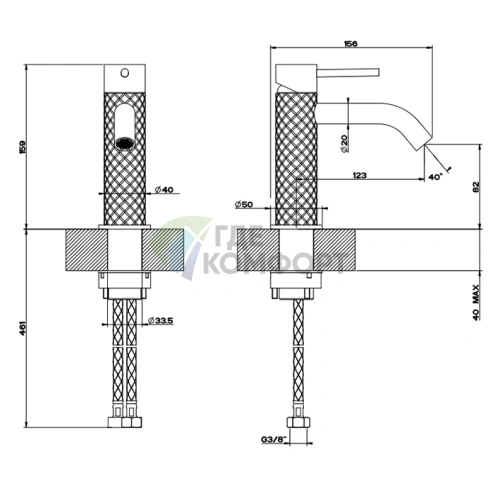 Смеситель GESSI для раковины Brushed Black Metal без донного клапана (54102#707) - фото 2