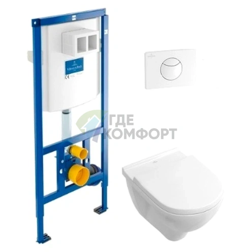 Комплект инсталляции Villeroy & Boch O Novo 5660 D1 01 с белой кнопкой смыва - фото 1