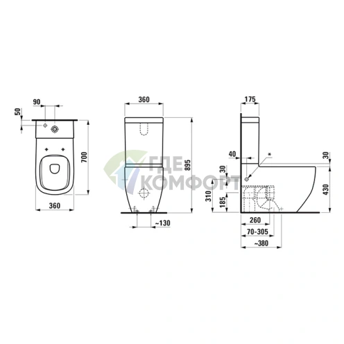 Laufen Palomba: напольный унитаз-моноблок безободковый (8.2480.1.000.000.1) - фото 2