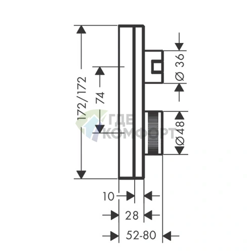 Термостат для душа AX Edge встраиваемый с алмазной огранкой и переключателем на 2 источника (46761000) - фото 2
