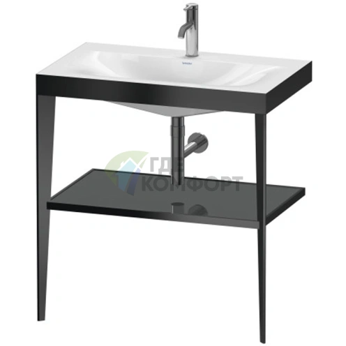 Консоль напольная Duravit XViu с раковиной и полкой, 850x800x480 мм, цвет black matt/flannel grey high gloss lacquer (XV4715OB289) - фото 1