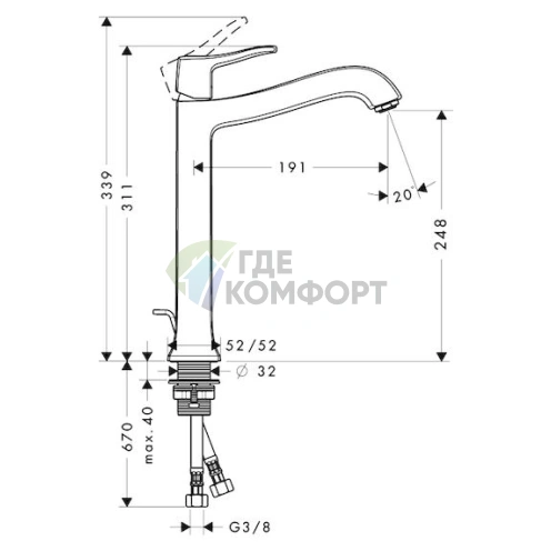 Смеситель для раковины Hansgrohe Metris Classic 31078000 — немецкое качество и стиль - фото 4