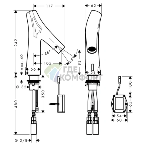 Смеситель для раковины AX Starck Organic полированный черный хром (12172330) - фото 2