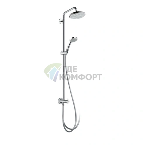 Душевая система HG Croma Showerpipe: верхний душ, ручной душ и штанга с держателем (27224000) - фото 1