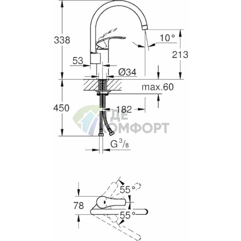 Стильный хромированный смеситель Zorg ZR 111 Y для кухни с поворотным изливом - фото 2