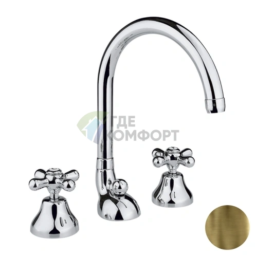 Смеситель для раковины Nicolazzi Nuova Brenta с высоким поворотным изливом и донным клапаном, цвет бронза (2507BZ) - фото 1