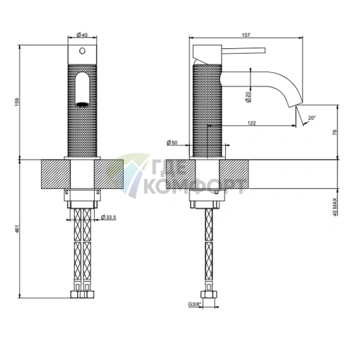 Смеситель GESSI 316 для раковины Brushed Black Metal PVD (54402#707) - фото 2