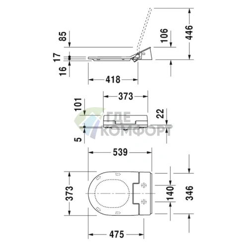 Унитаз подвесной Duravit ME by Starck 222859 с крышкой биде - фото 6