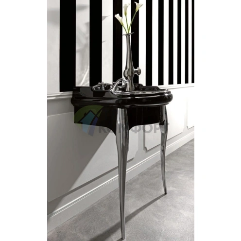 Раковина KERASAN Retro 73 73x54см с 1 отв цвет черный глянцевый с колонной (104704*1) - фото 4