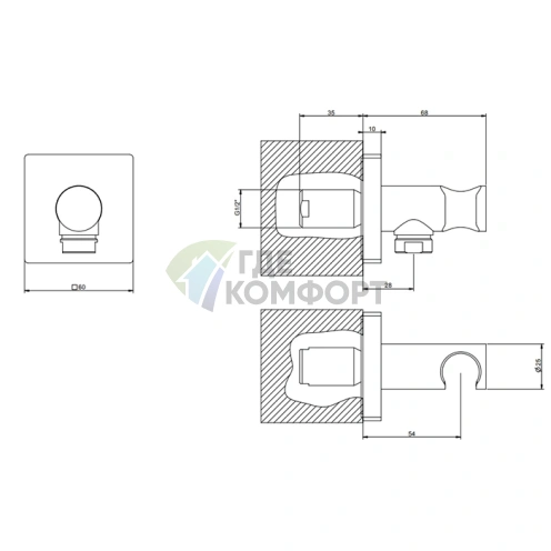 Держатель для душевой лейки GESSI Rilievo с выводом воды 1/2, Nero XL (59161#299) - фото 2