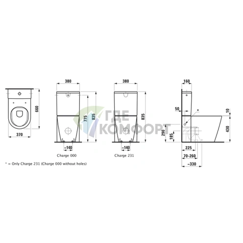 Унитаз-моноблок Laufen Kartell комбинированный безободковый белый (8.2433.7.000.000.1) - фото 2