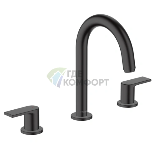 Смеситель для раковины Hansgrohe Vernis Shape матовый черный на 3 отверстия (71563670) - фото 1
