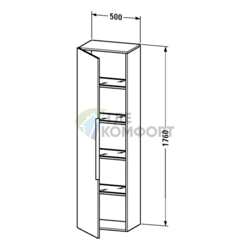 Шкаф-пенал подвесной Duravit Happy D.2 500х60х1760 см, белый глянец, 4 полки (H29253L2222) - фото 2