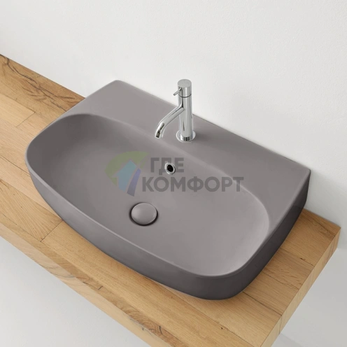 Подвесная раковина Kerasan Nolita 70x45 см, цвет матовый графит (534289*1 ) - фото 1