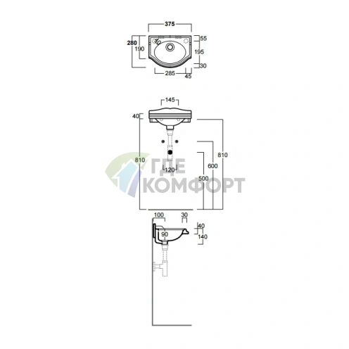 Раковина SIMAS Arcade 37x28 см без отверстия под смеситель, белая - фото 2