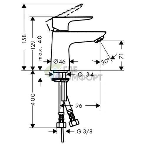 Смеситель для раковины Hansgrohe Talis E 80, на 1 отверстие, хром (71702000) - фото 2