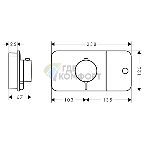 Термостат AX One для одного потребителя СМ, матовый черный (45711670) - фото 2