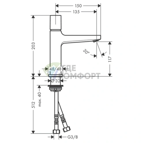 Смеситель для раковины Hansgrohe Metropol 110 с донным клапаном Push-Open, хром (32571000) - фото 2