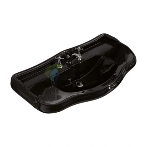 Раковина KERASAN Retro 100x54.5 см черная блестящая с одним отверстием и черными ножками (2 шт.) (105004 nero*1) - фото 2