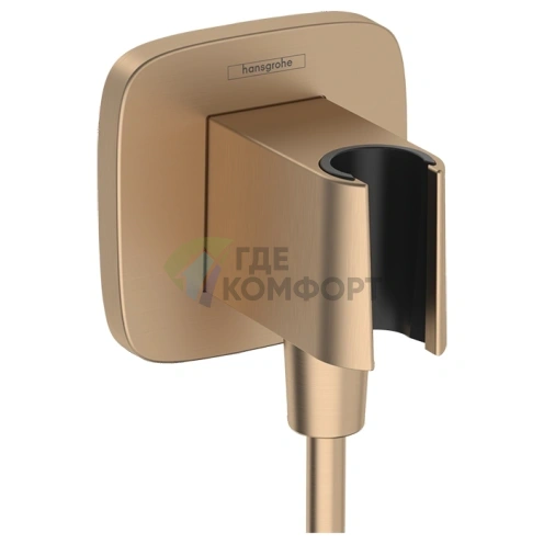 HANSGROHE FIXFIT Q Шланговое подключение с держателем для ручного душа в цвете Шлифованная бронза (26887140) - фото 1