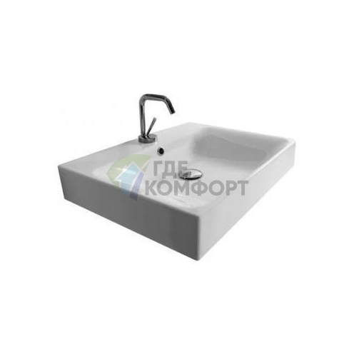 Раковина KERASAN Cento 60×45 накладная с одним отверстием белая (353101*1) - фото 5