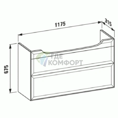 Подвесная тумба Laufen New Classic с 2 ящиками, 1180x320x670 мм, глянцевый белый (4.0605.2.085.631.1) - фото 2
