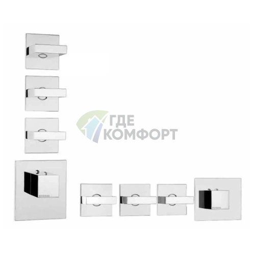 Bossini Встречная часть термостата: 3 дивиатора на 2 выхода, 6 выходов, высокая пропускная способность, вертикальная и горизонтальная установка (Z030273000) - фото 1