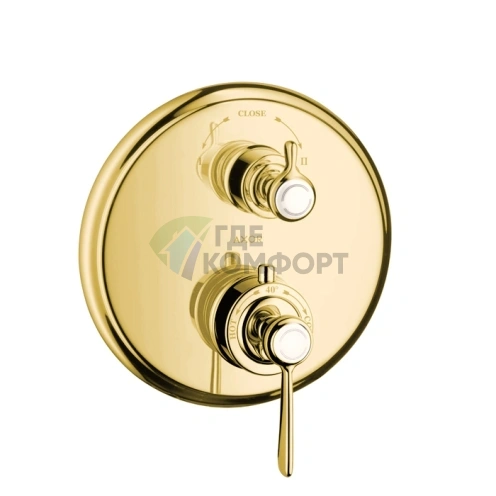 Термостатический смеситель AX Montreux для двух потребителей с рычажным переключением, полированное золото (16821990) - фото 1