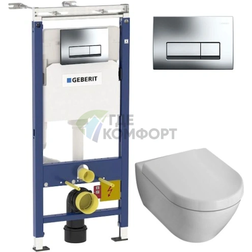 Комплект унитаза Villeroy & Boch Subway 2.0 с инсталляцией Geberit Duofix и сиденьем с микролифтом - фото 1