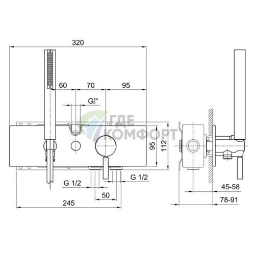 Встраиваемый смеситель для душа Fantini Nostromo (нержавеющая сталь) (50 93 E384B) - фото 2